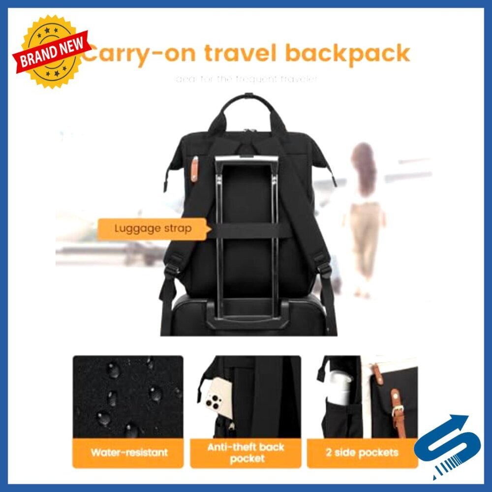 Laptop Backpack Purse Work Travel Nursing School Bookbag Chic Minimal - Picture 4 of 6